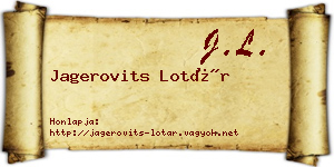 Jagerovits Lotár névjegykártya